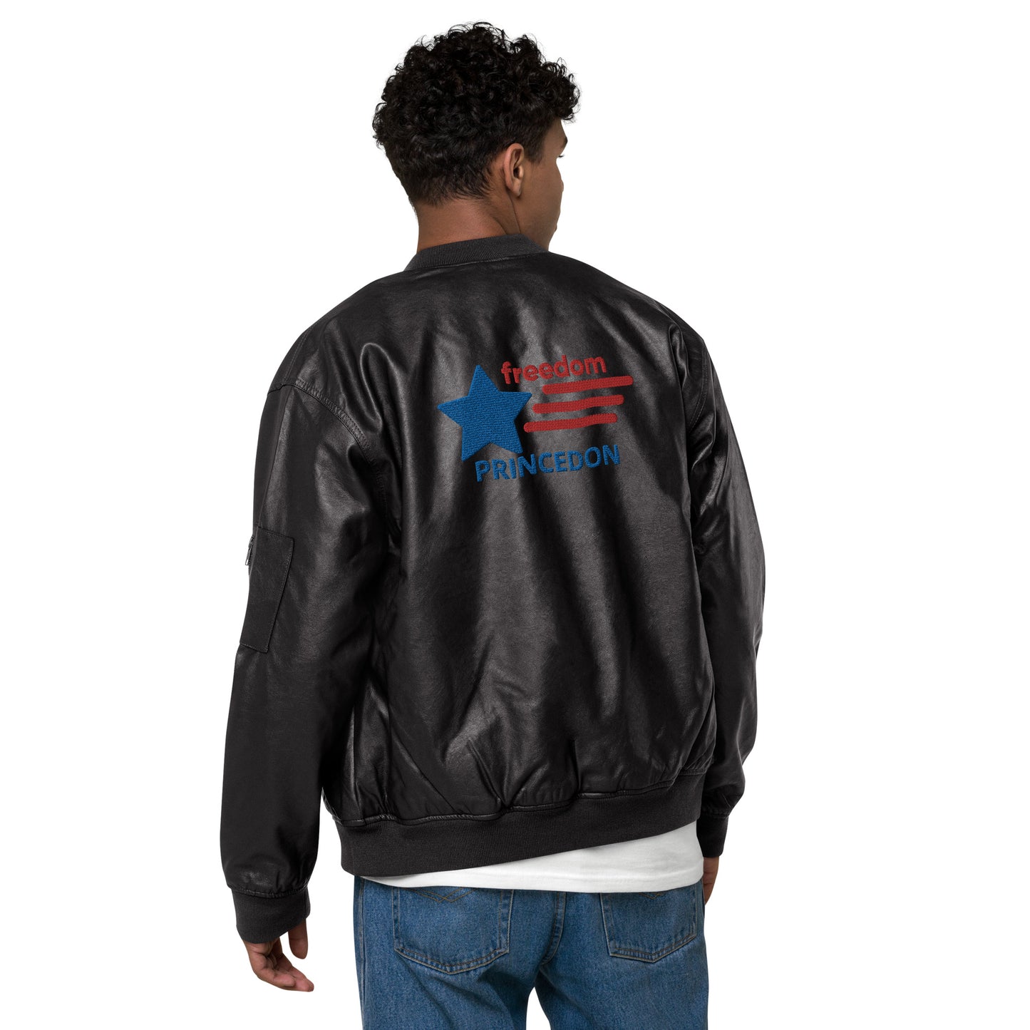 Unisex Leather Bomber Jacket (Freedom Princedon)