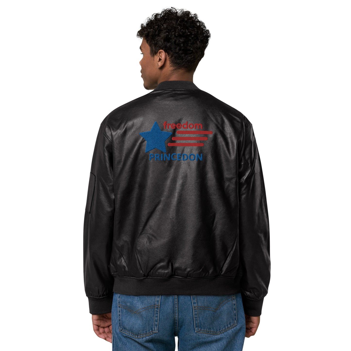 Unisex Leather Bomber Jacket (Freedom Princedon)