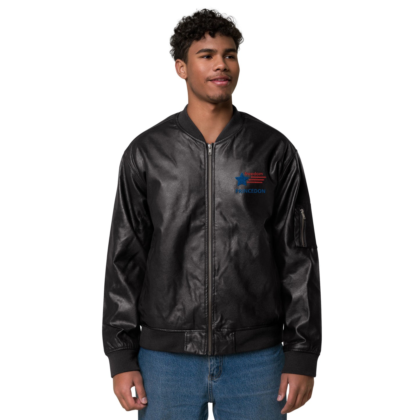 Unisex Leather Bomber Jacket (Freedom Princedon)