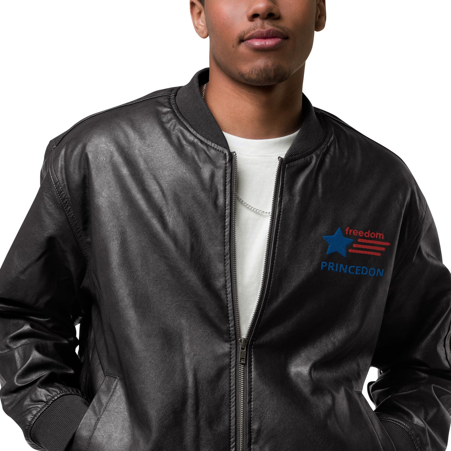 Unisex Leather Bomber Jacket (Freedom Princedon)
