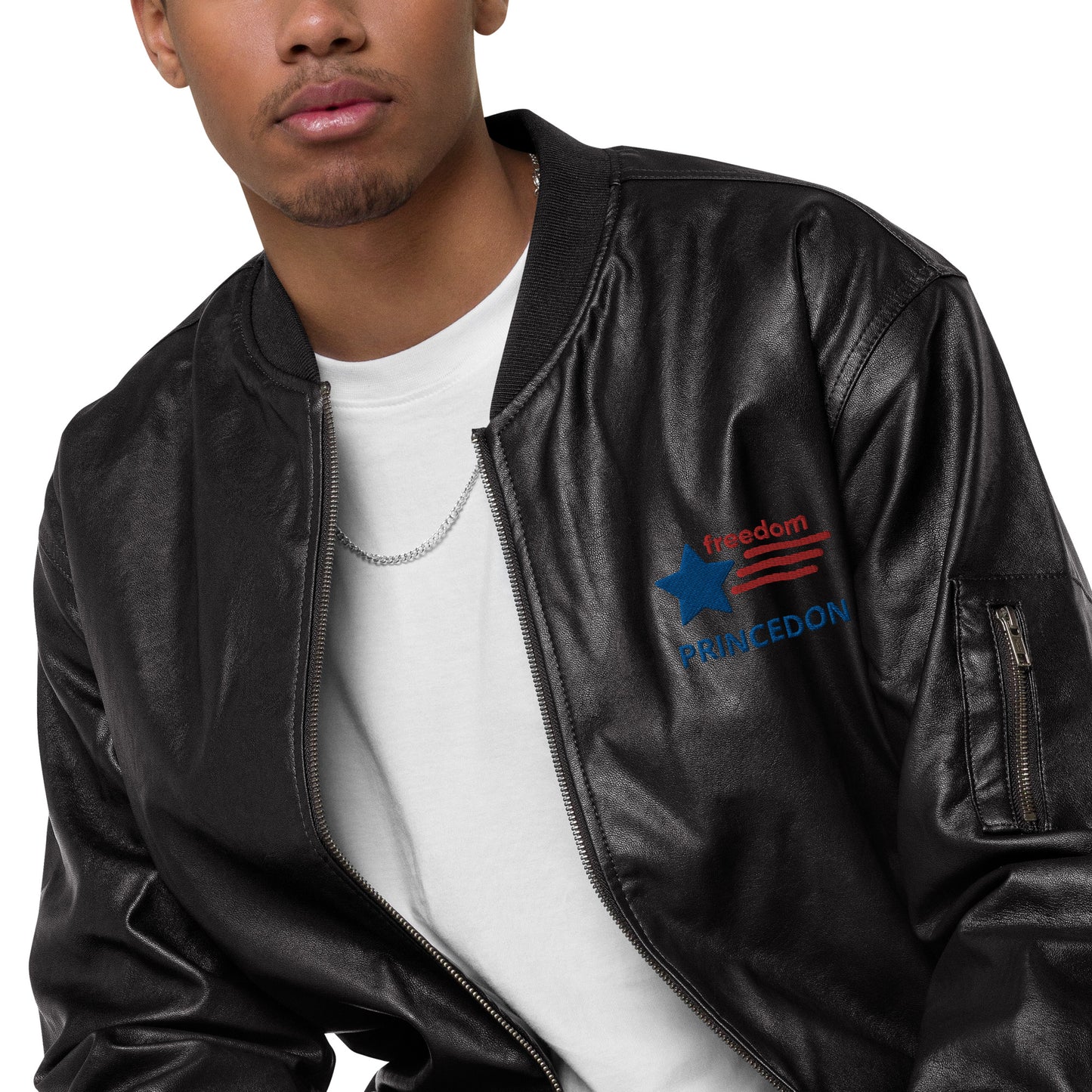 Unisex Leather Bomber Jacket (Freedom Princedon)