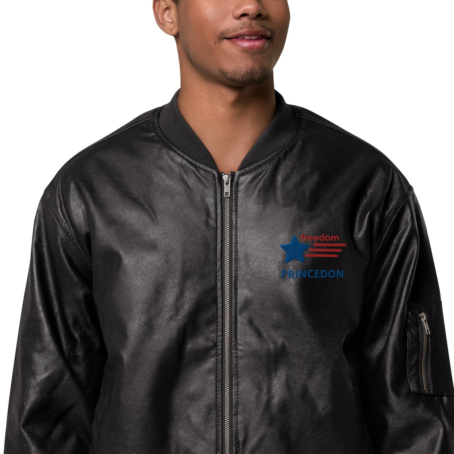 Unisex Leather Bomber Jacket (Freedom Princedon)