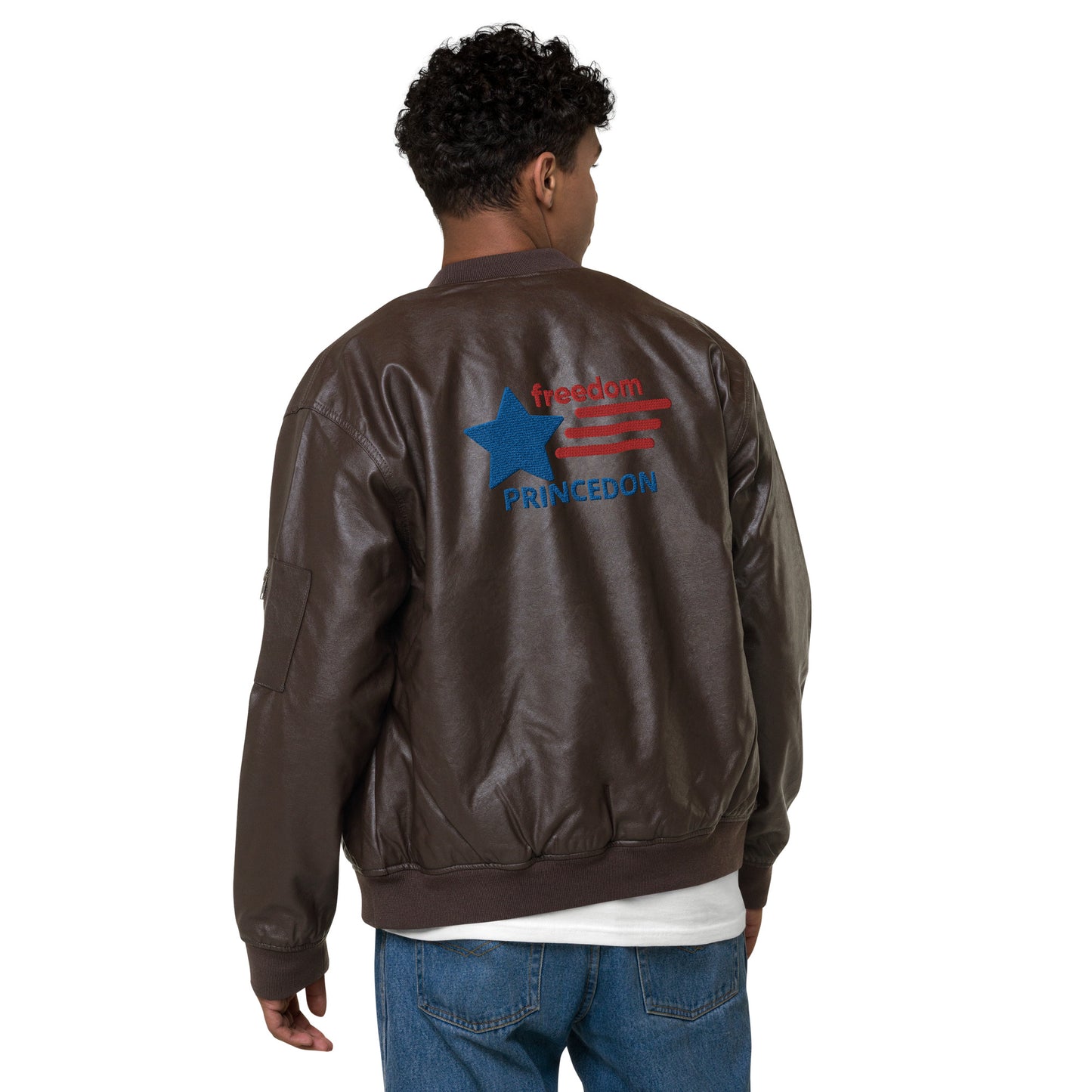 Unisex Leather Bomber Jacket (Freedom Princedon)