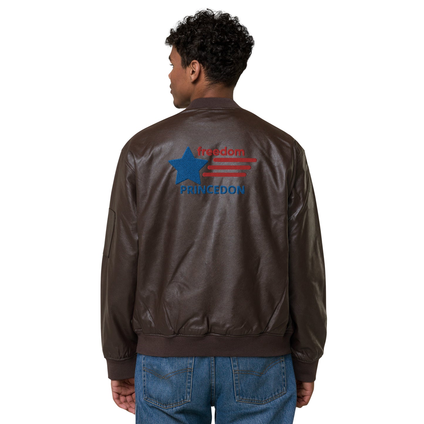 Unisex Leather Bomber Jacket (Freedom Princedon)