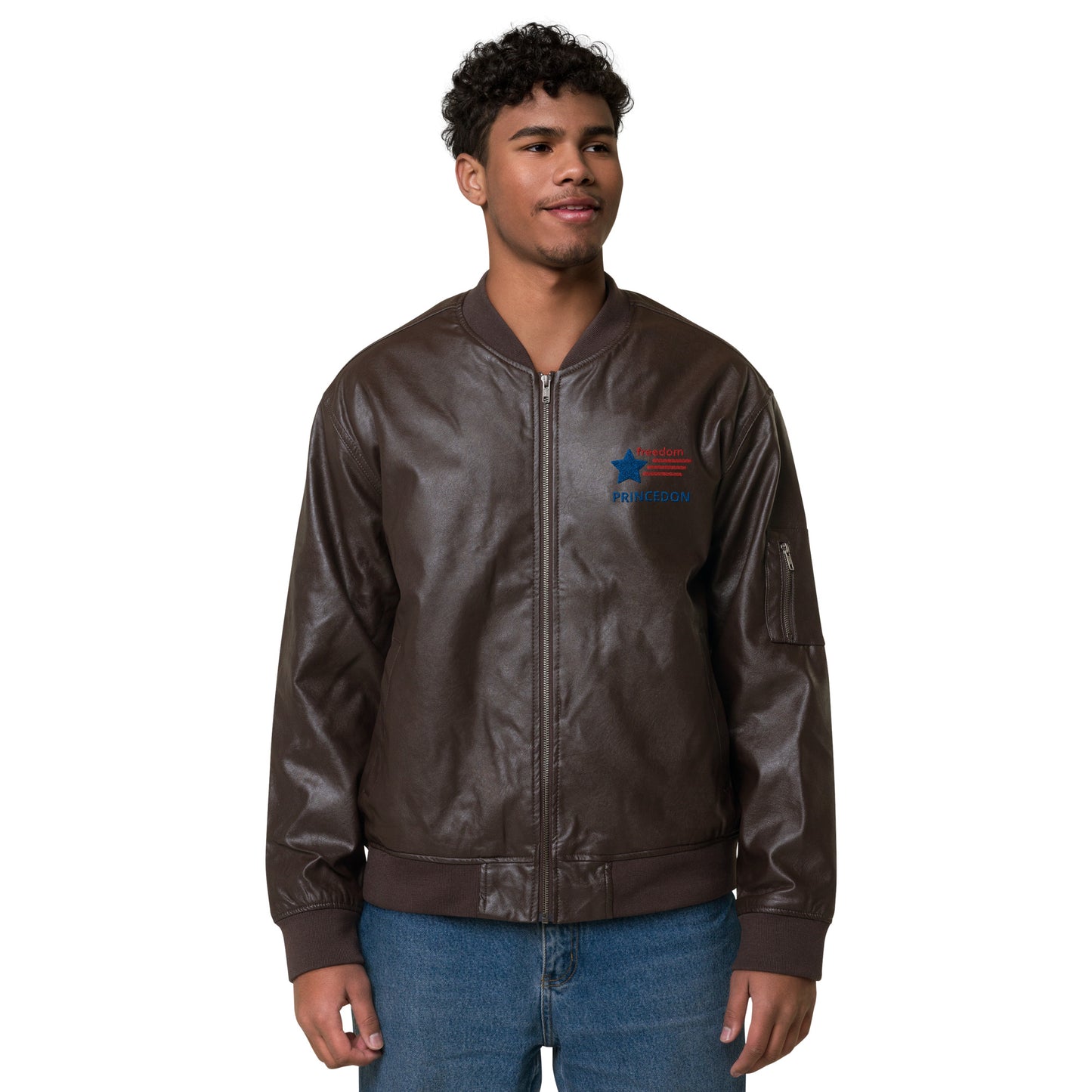Unisex Leather Bomber Jacket (Freedom Princedon)