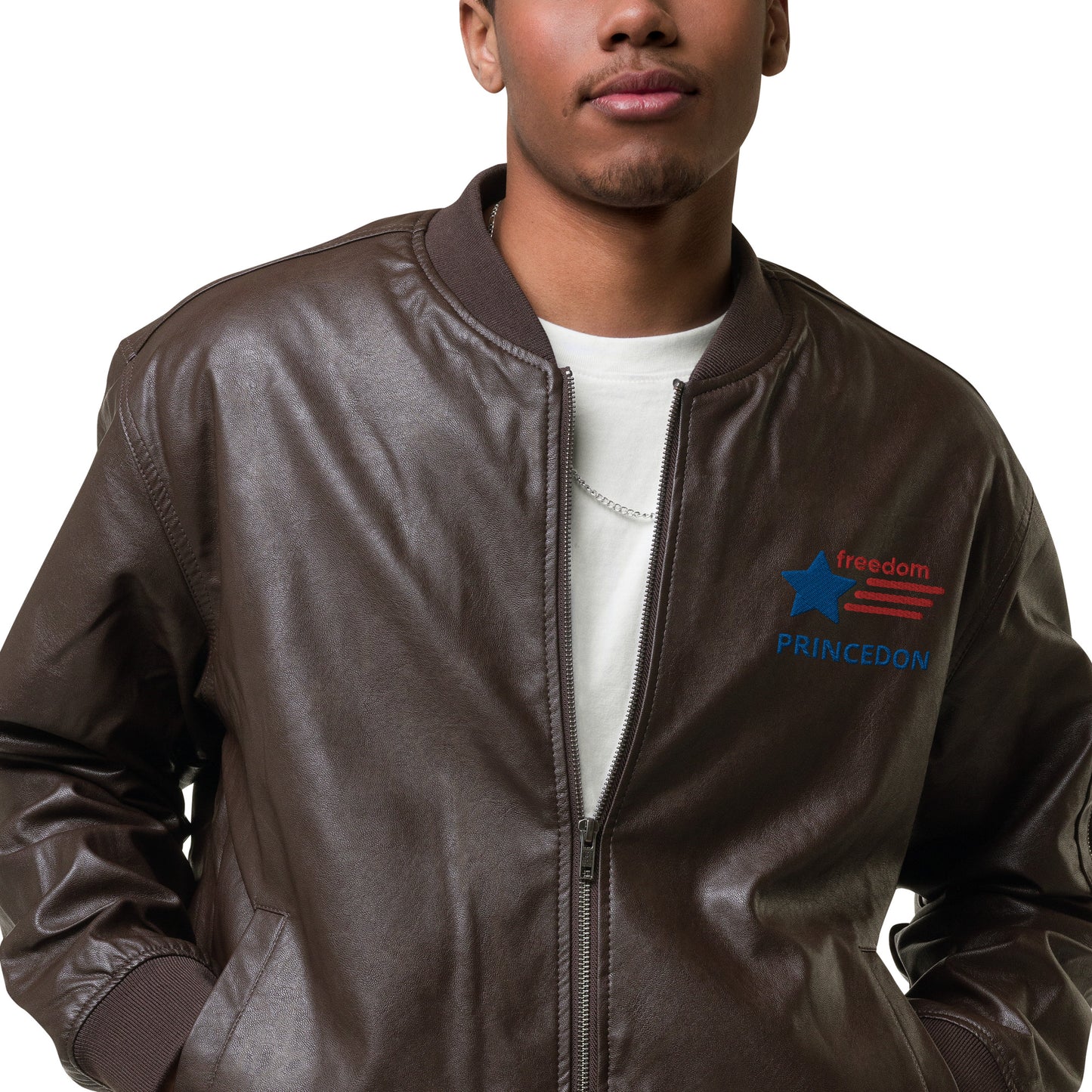 Unisex Leather Bomber Jacket (Freedom Princedon)