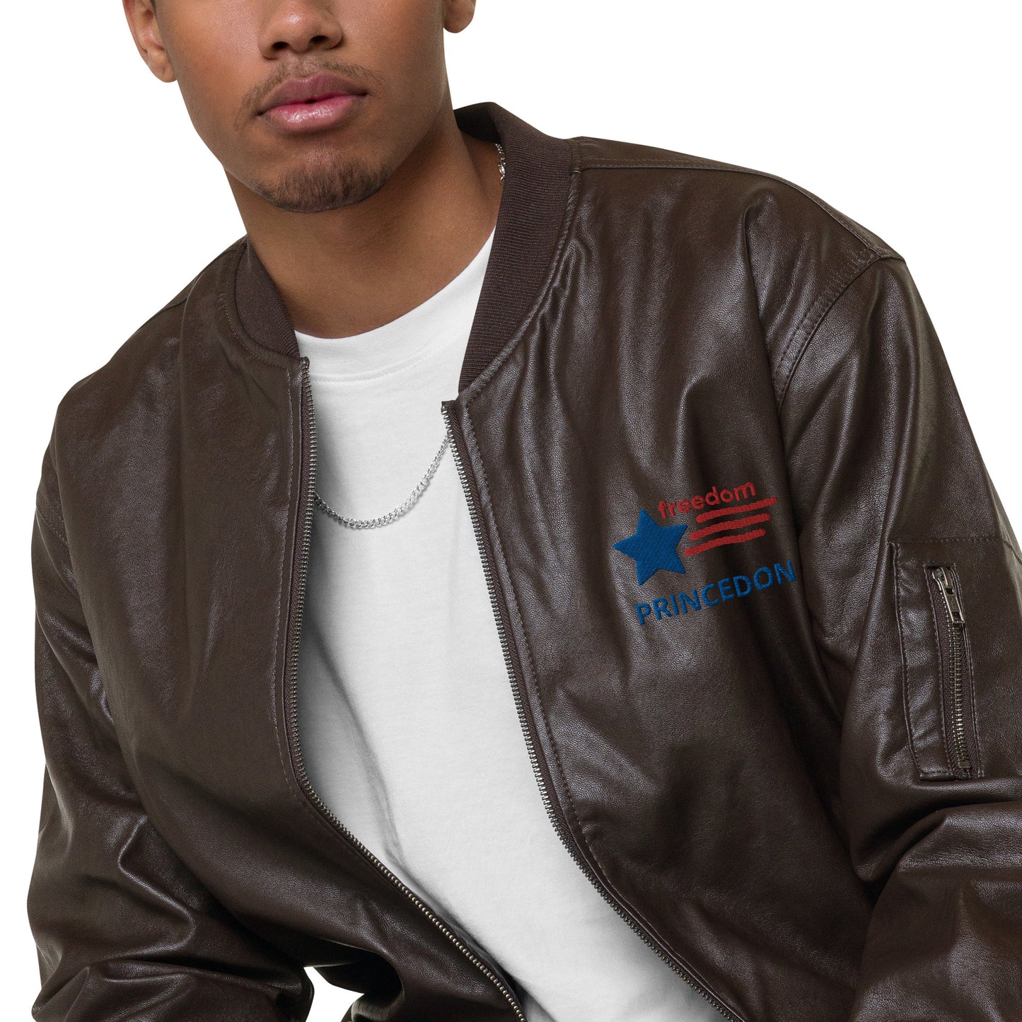 Unisex Leather Bomber Jacket (Freedom Princedon)
