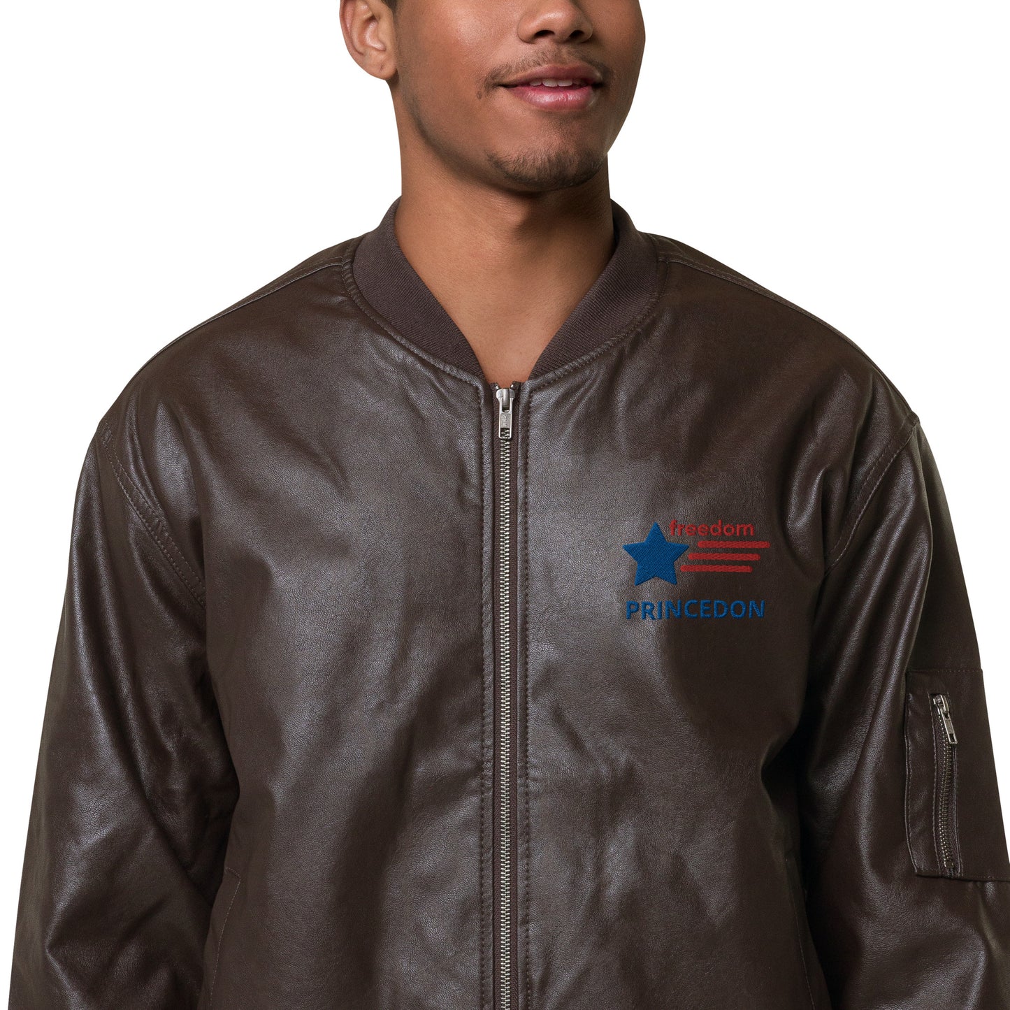 Unisex Leather Bomber Jacket (Freedom Princedon)