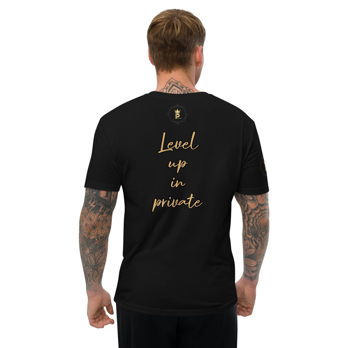 Men's Short Sleeve T-shirt (Lion, Level Up In Private gold/black)