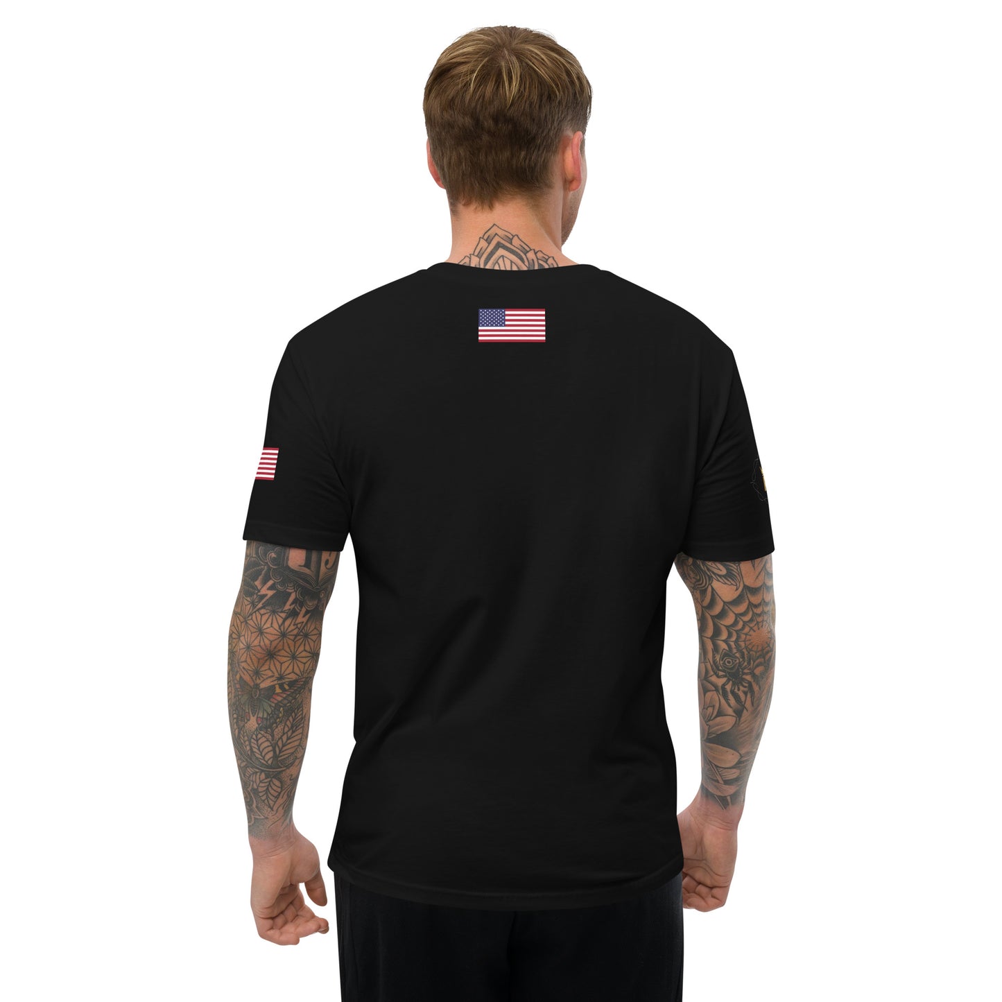 Men's Short Sleeve T-shirt (USA FLAGBURG AND STATUE OF LIBERTY)