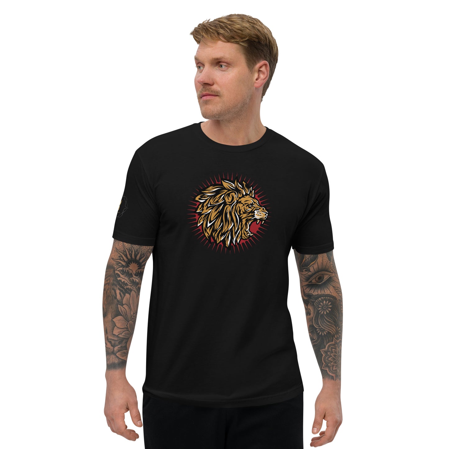 Men's Short Sleeve T-shirt (Lion, Level Up In Private gold/black)
