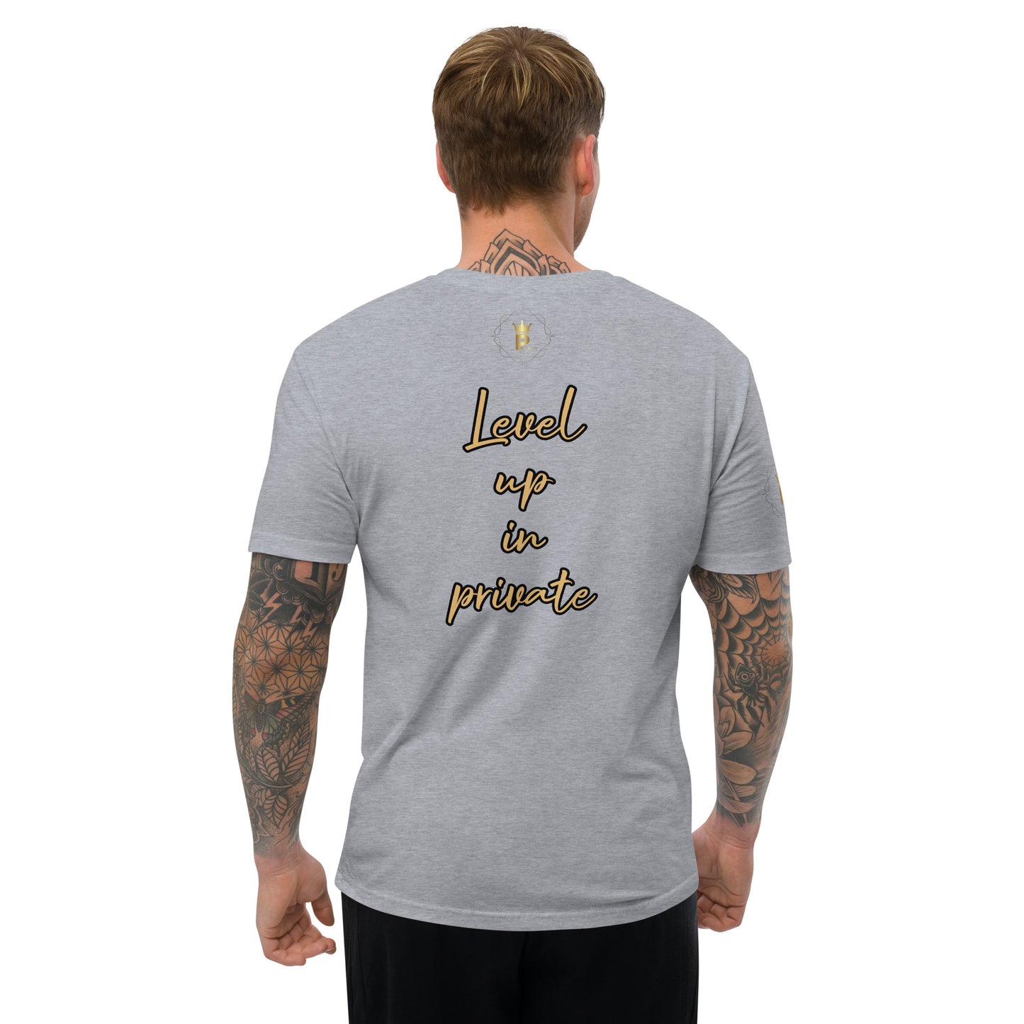 Men's Short Sleeve T-shirt (Lion, Level Up In Private gold/black)