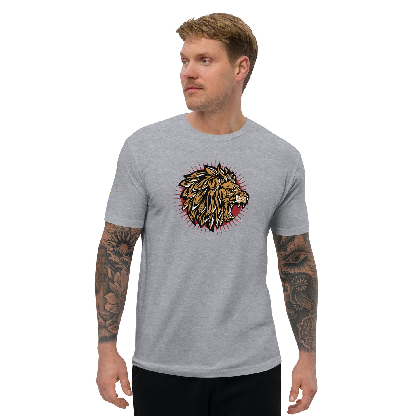 Men's Short Sleeve T-shirt (Lion, Level Up In Private gold/black)
