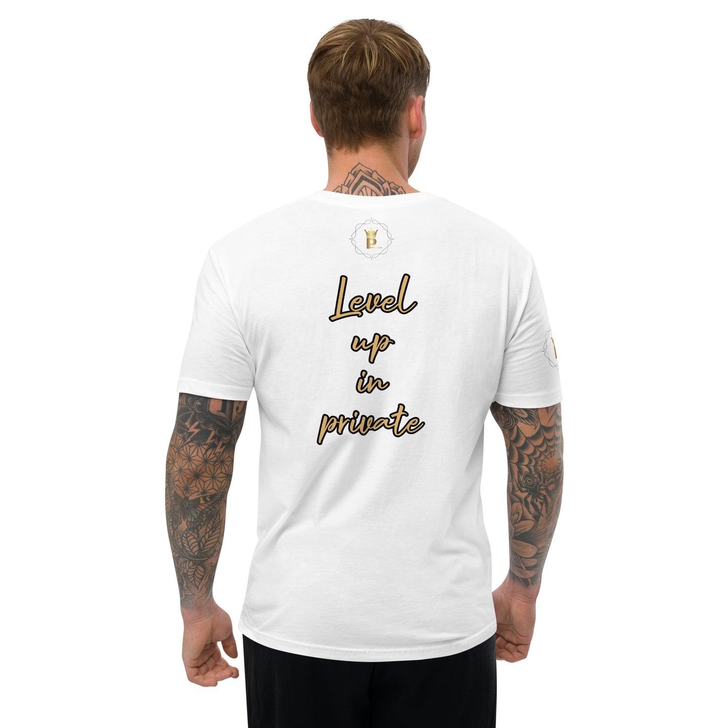 Men's Short Sleeve T-shirt (Lion, Level Up In Private gold/black)