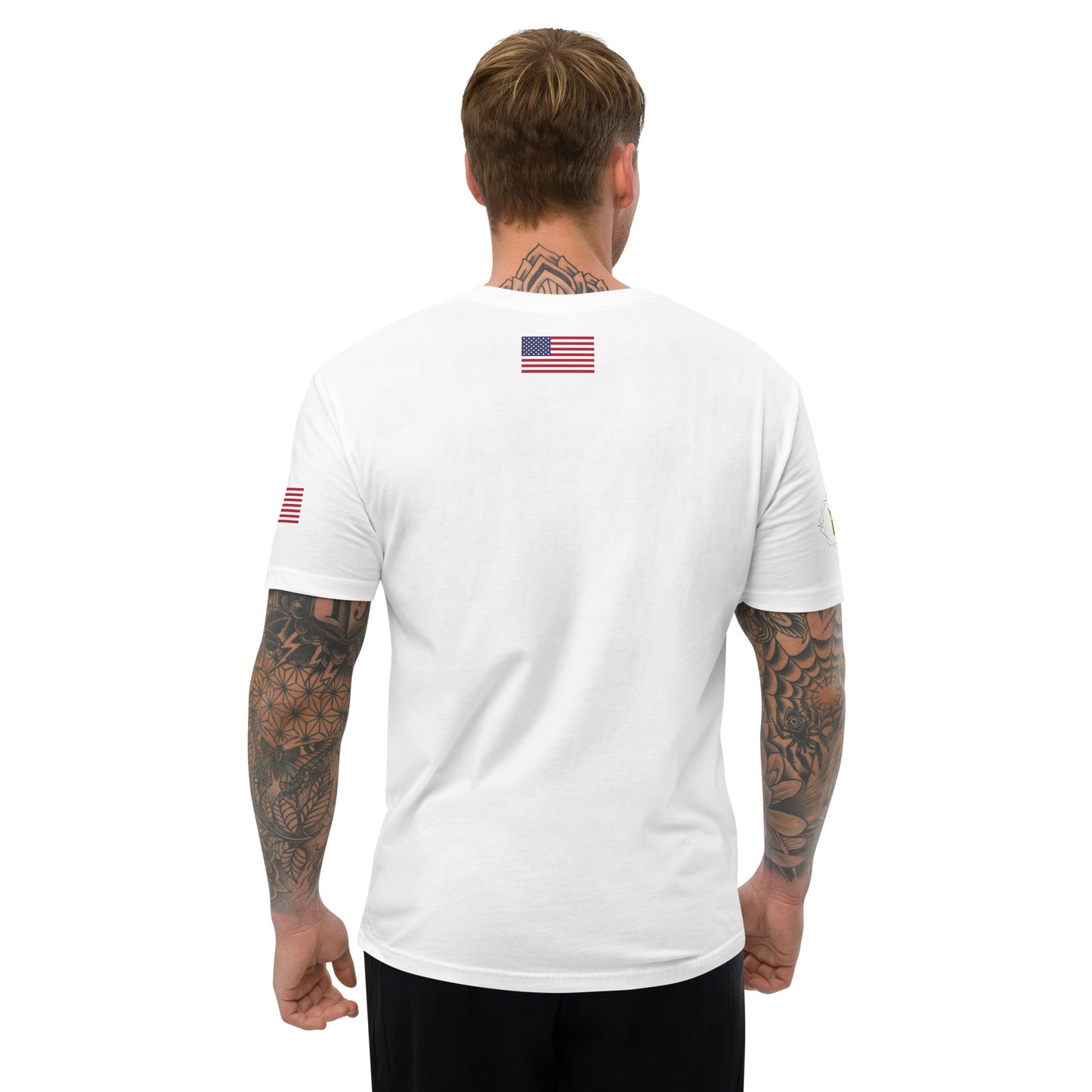 Men's Short Sleeve T-shirt (USA FLAGBURG AND STATUE OF LIBERTY)