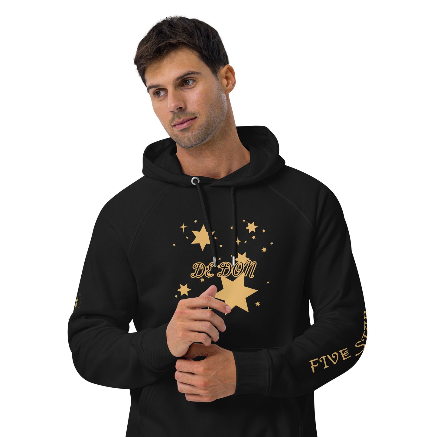 Unisex eco raglan hoodie (FIVE STAR GOLD DE DON)