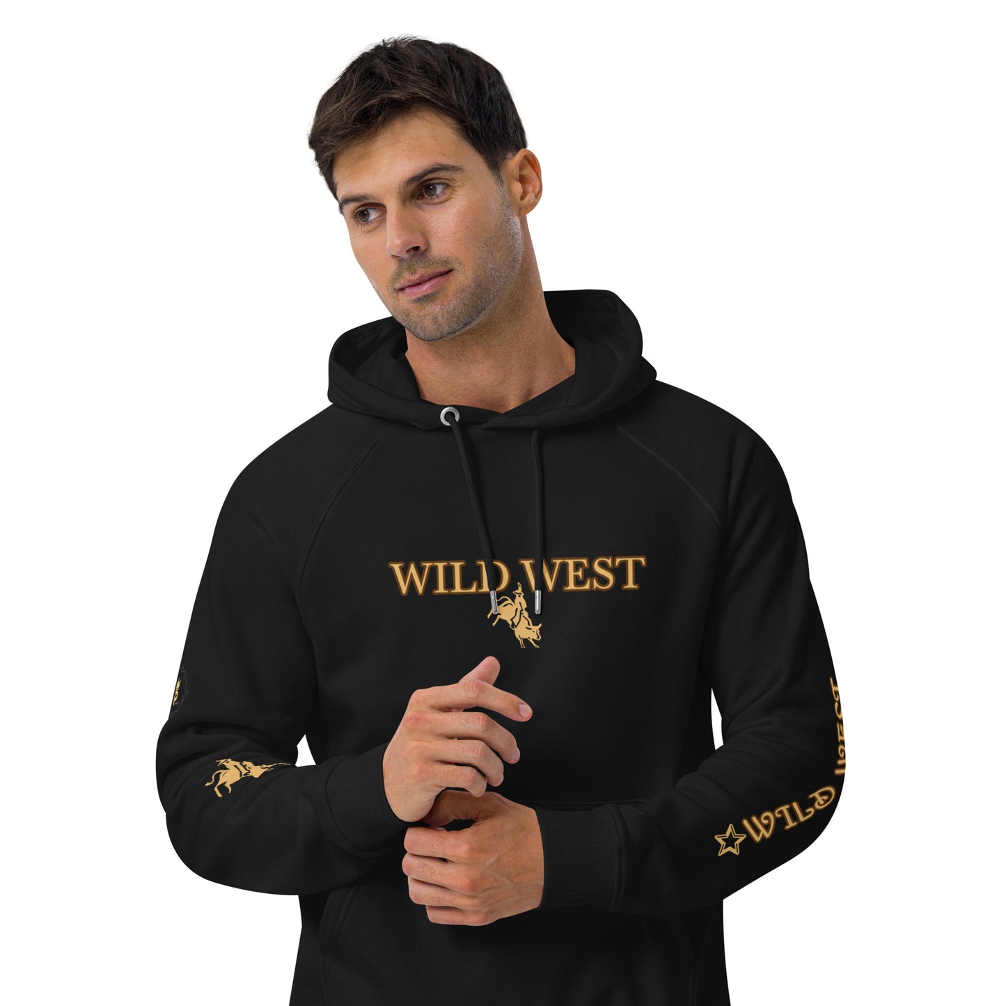 Unisex eco raglan hoodie (WILD WEST GOLD)