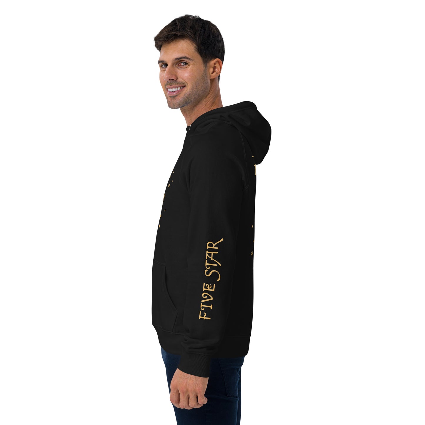 Unisex eco raglan hoodie (FIVE STAR GOLD DE DON)