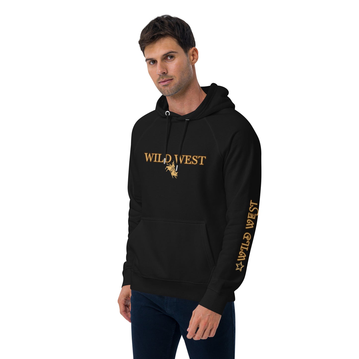 Unisex eco raglan hoodie (WILD WEST GOLD)