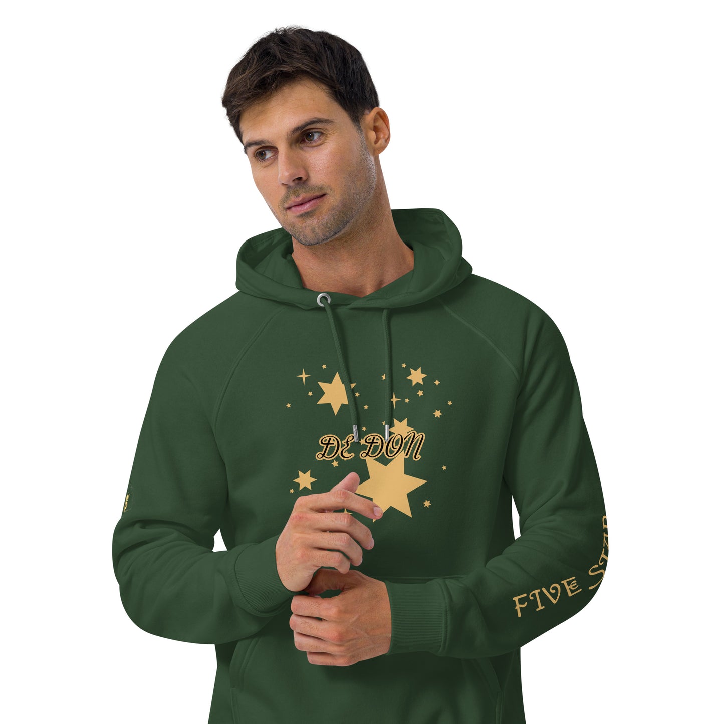 Unisex eco raglan hoodie (FIVE STAR GOLD DE DON)