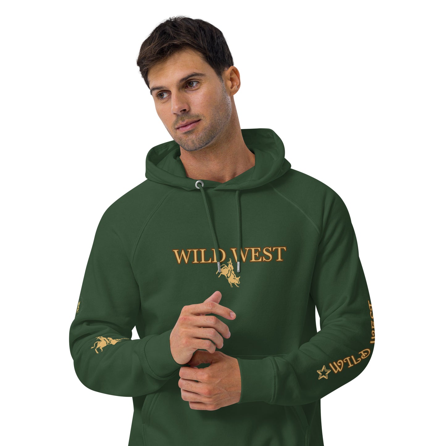 Unisex eco raglan hoodie (WILD WEST GOLD)