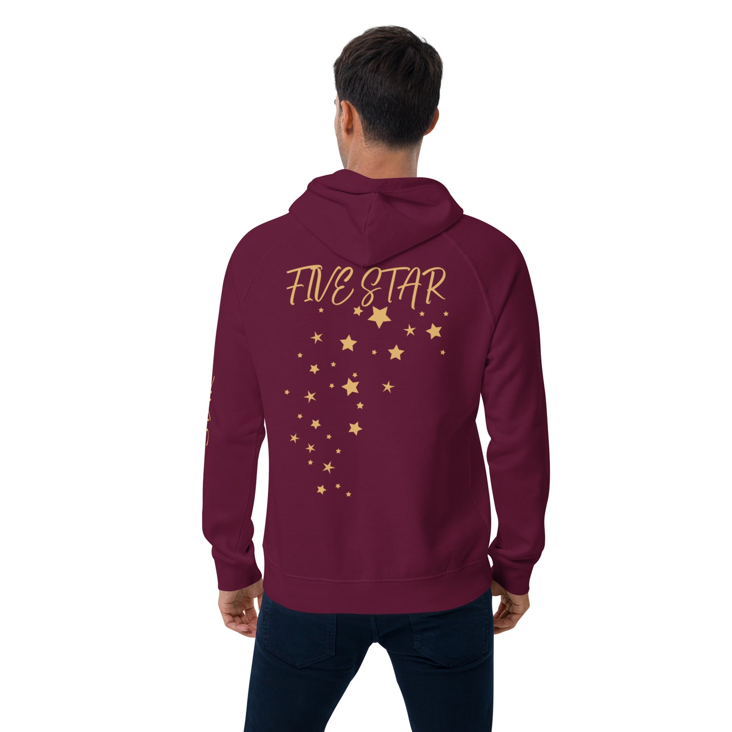 Unisex eco raglan hoodie (FIVE STAR GOLD DE DON)