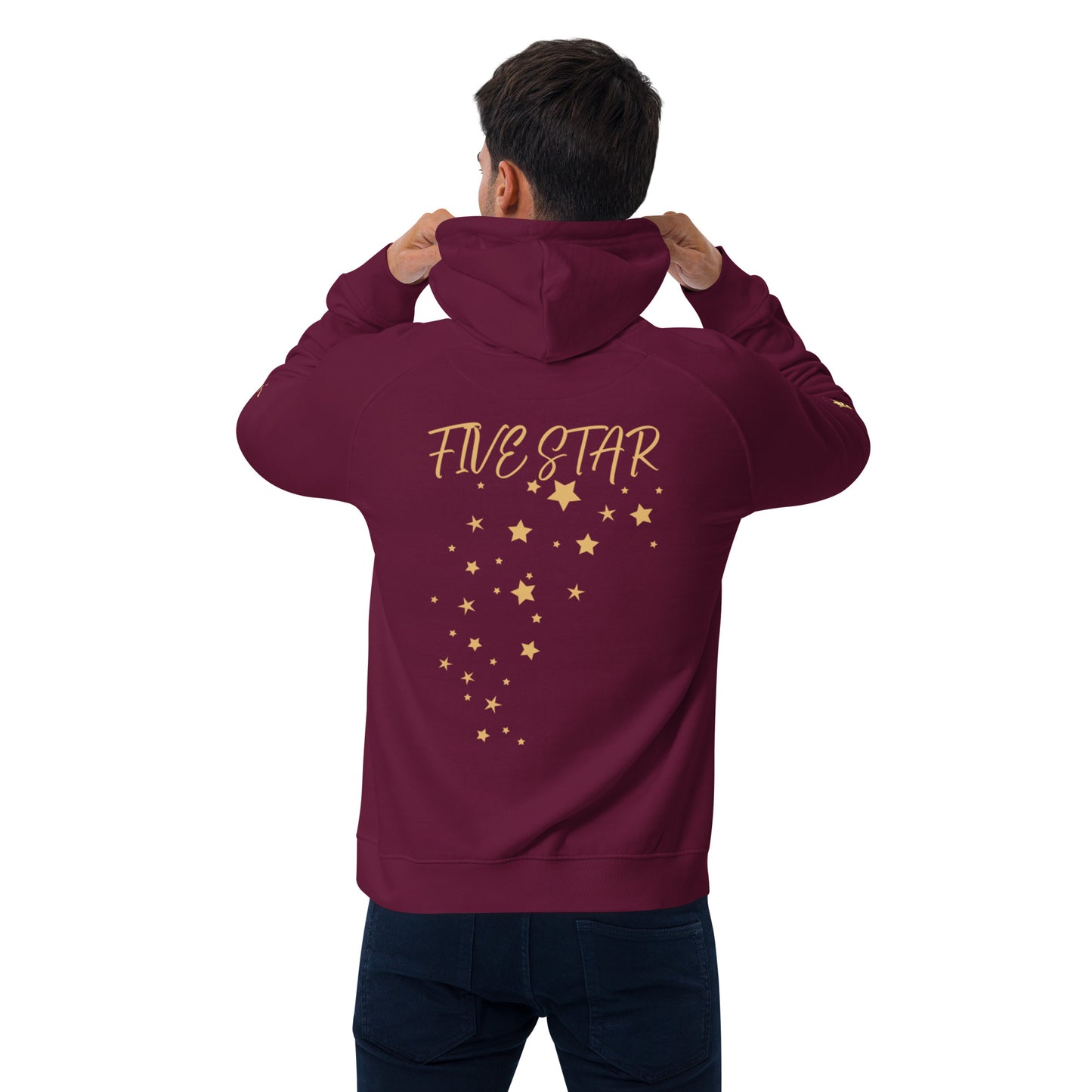 Unisex eco raglan hoodie (FIVE STAR GOLD DE DON)