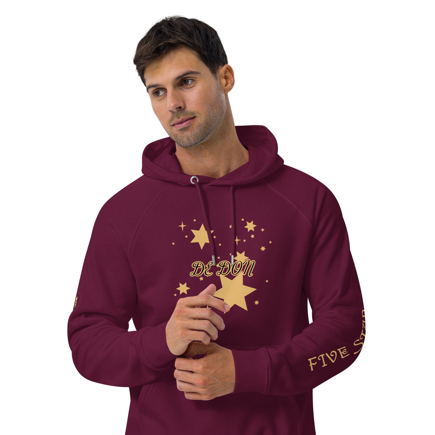 Unisex eco raglan hoodie (FIVE STAR GOLD DE DON)