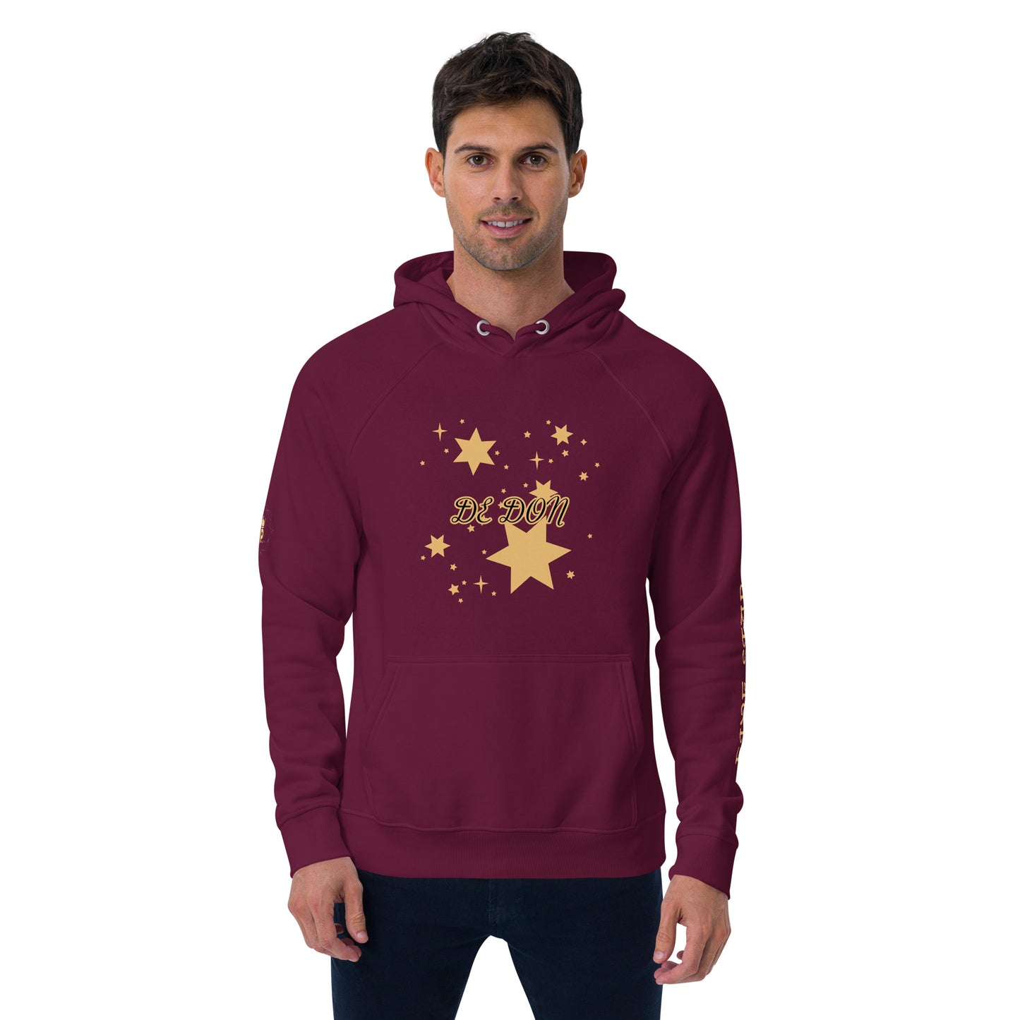Unisex eco raglan hoodie (FIVE STAR GOLD DE DON)