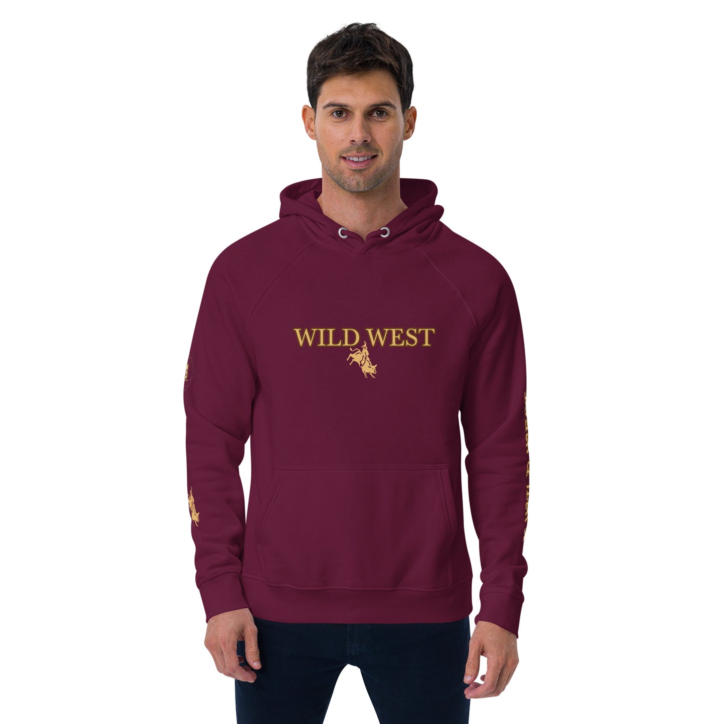 Unisex eco raglan hoodie (WILD WEST GOLD)