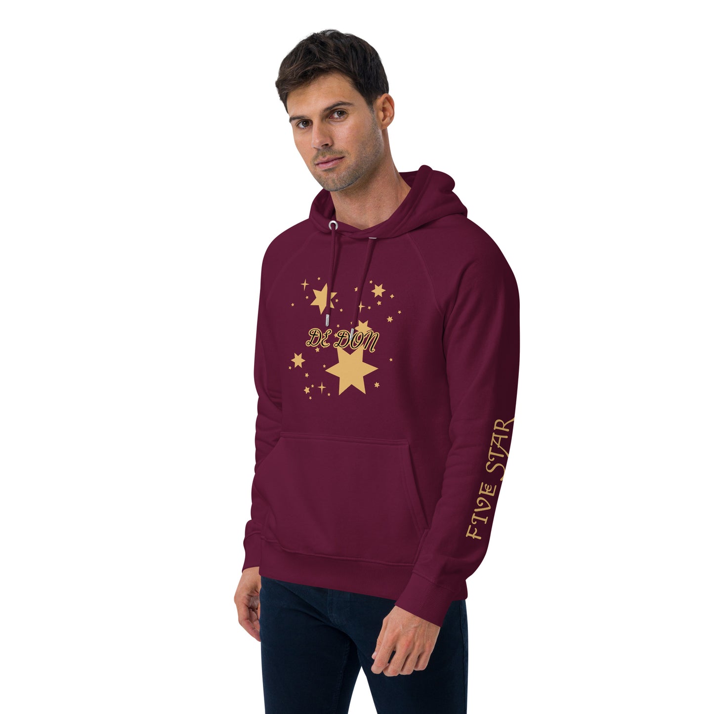 Unisex eco raglan hoodie (FIVE STAR GOLD DE DON)