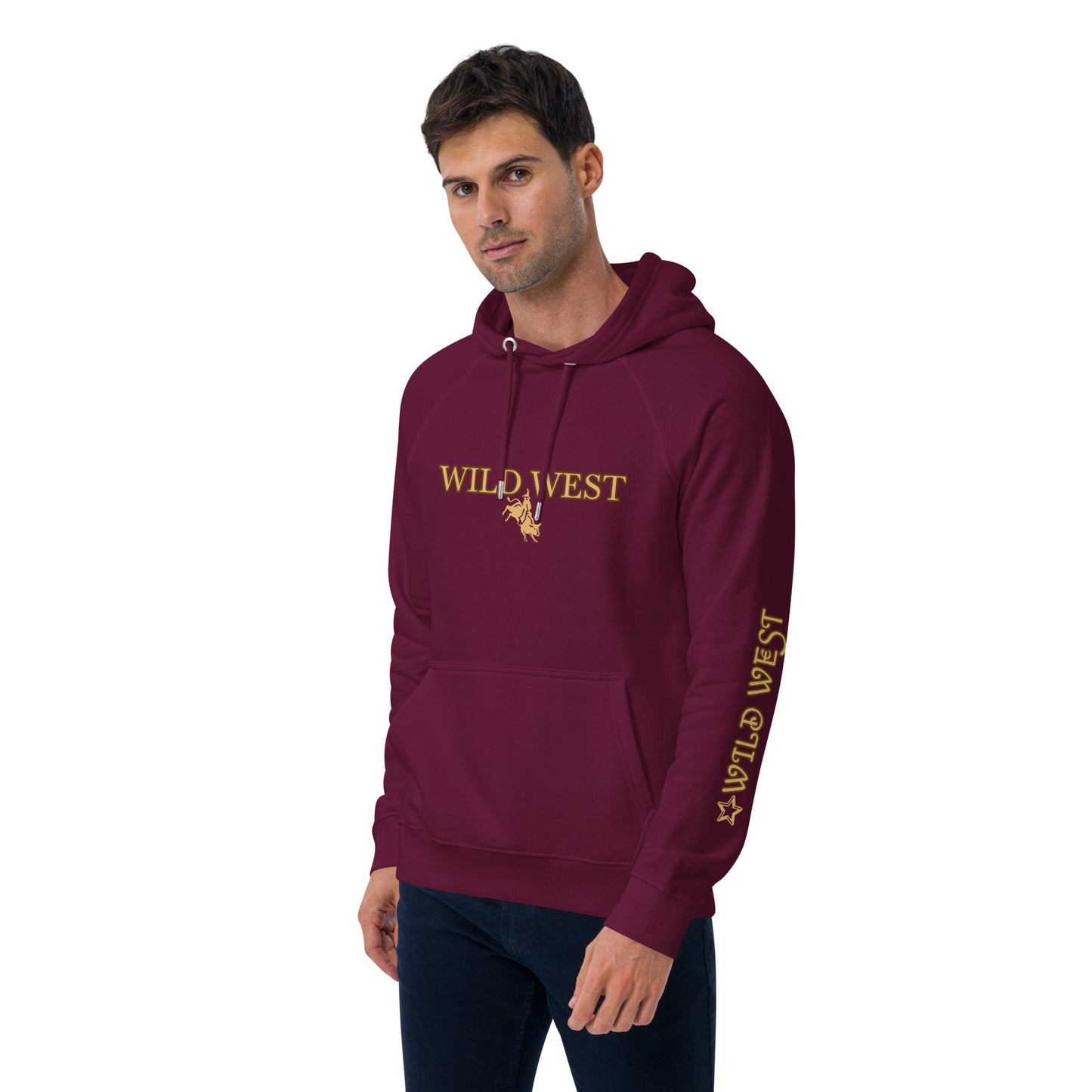 Unisex eco raglan hoodie (WILD WEST GOLD)