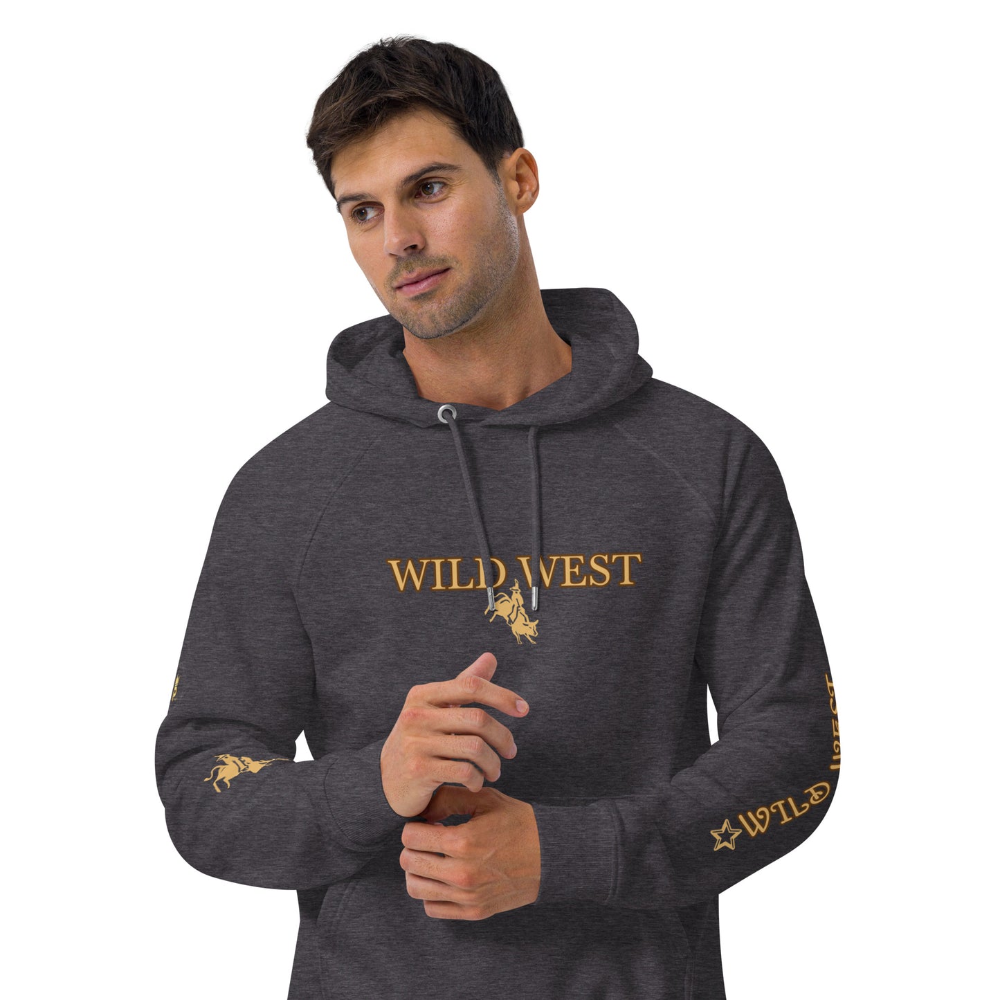 Unisex eco raglan hoodie (WILD WEST GOLD)