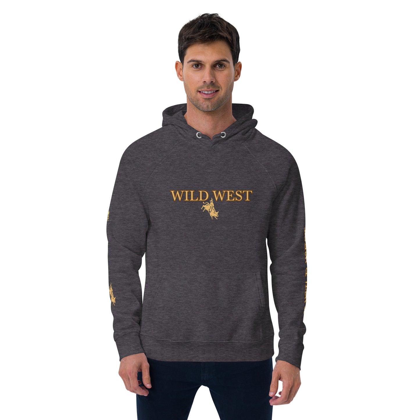 Unisex eco raglan hoodie (WILD WEST GOLD)