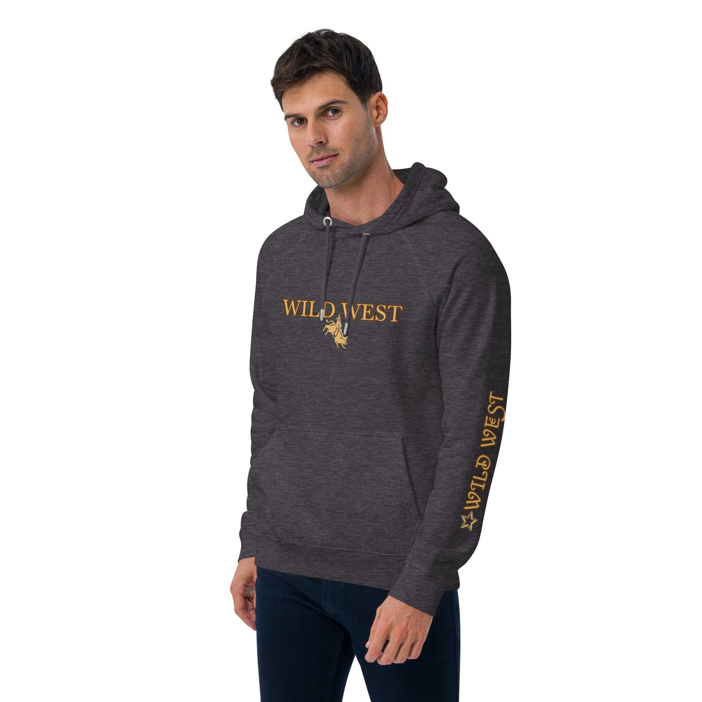 Unisex eco raglan hoodie (WILD WEST GOLD)
