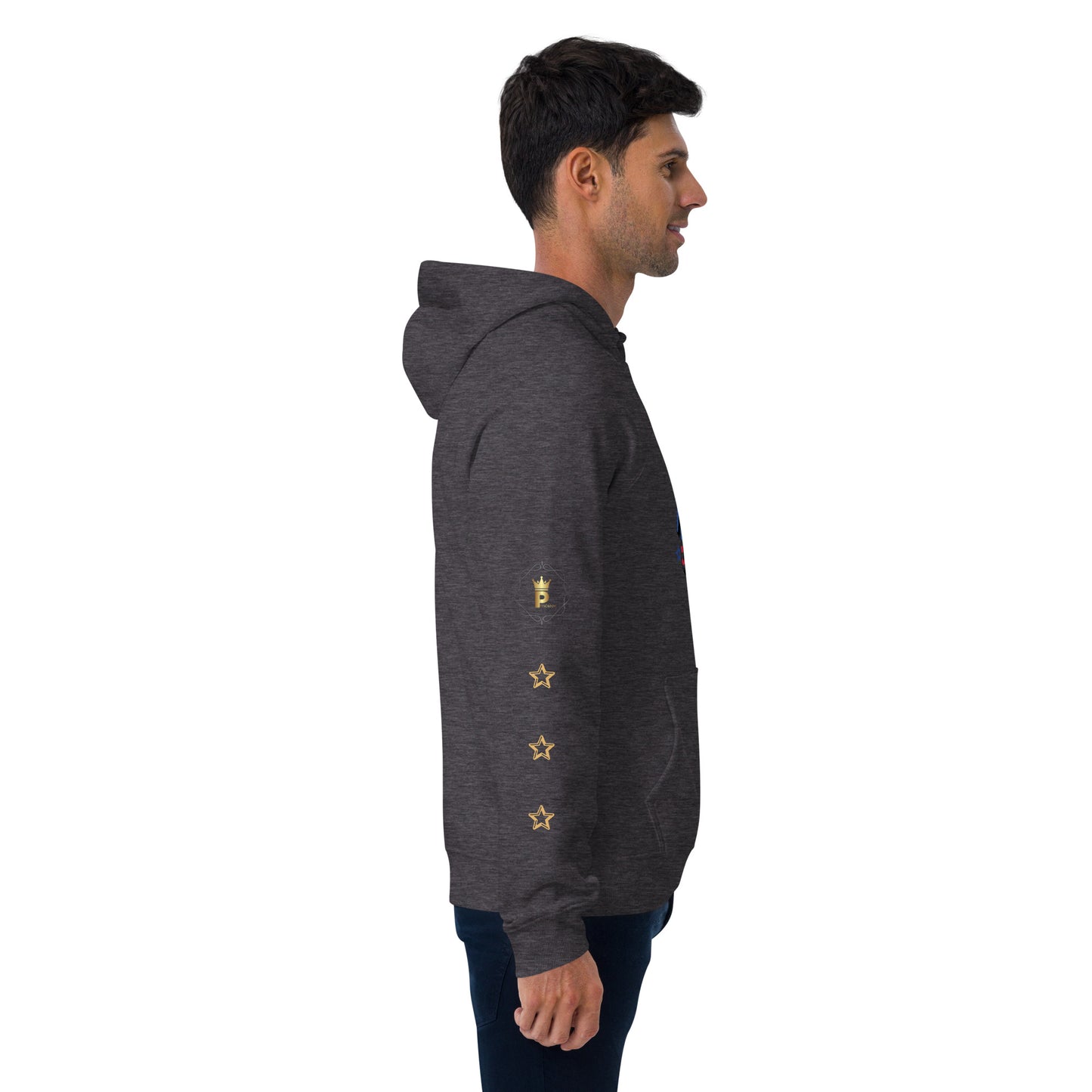 Unisex eco raglan hoodie (USA FLAGBURG AND STATUE OF LIBERTY)