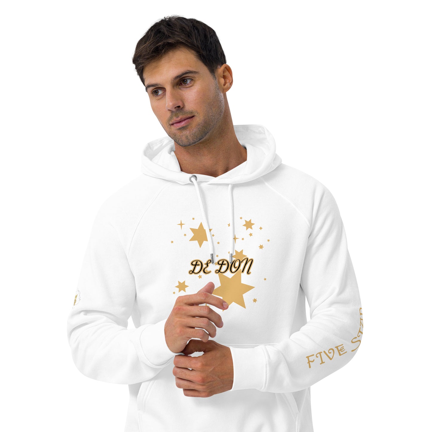 Unisex eco raglan hoodie (FIVE STAR GOLD DE DON)