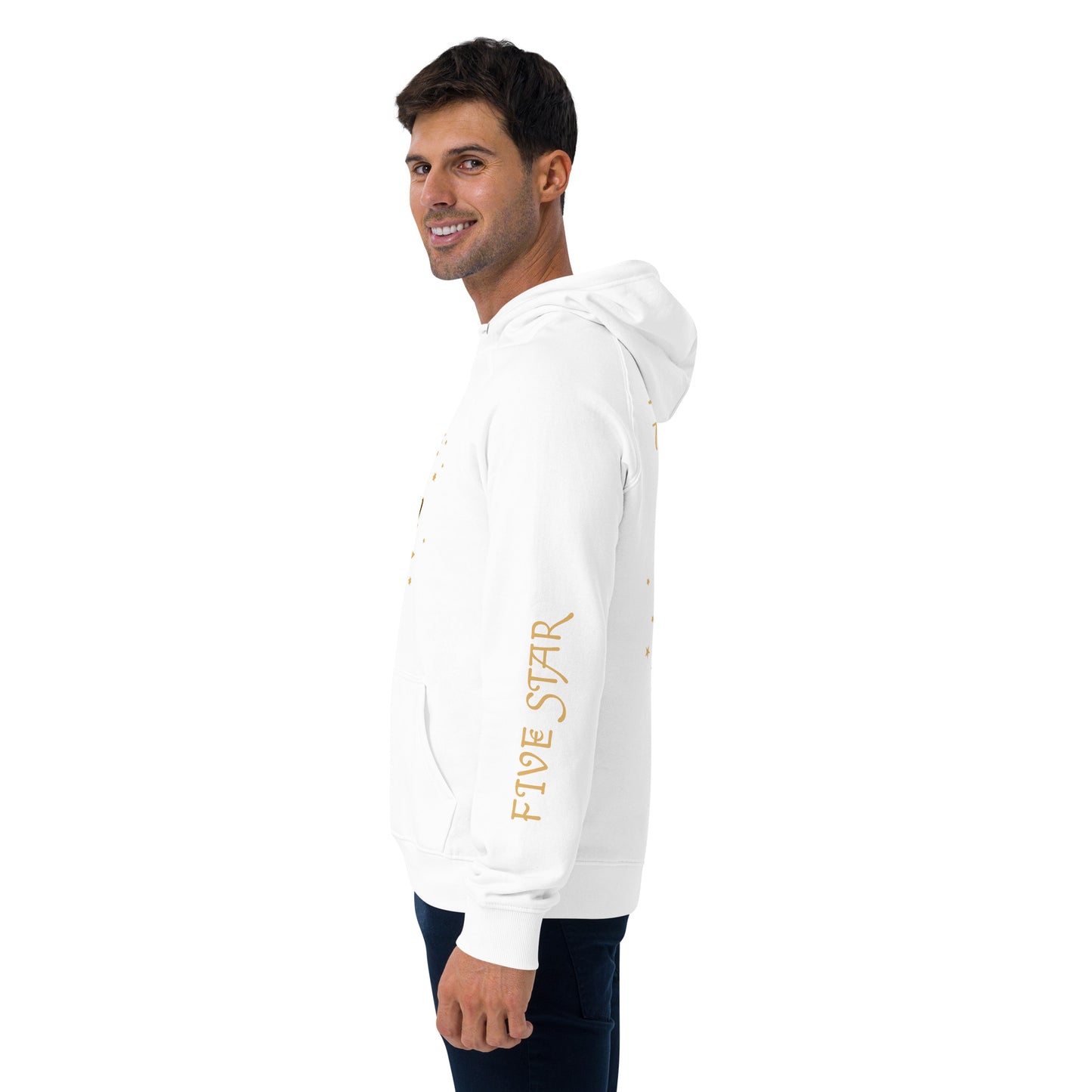 Unisex eco raglan hoodie (FIVE STAR GOLD DE DON)