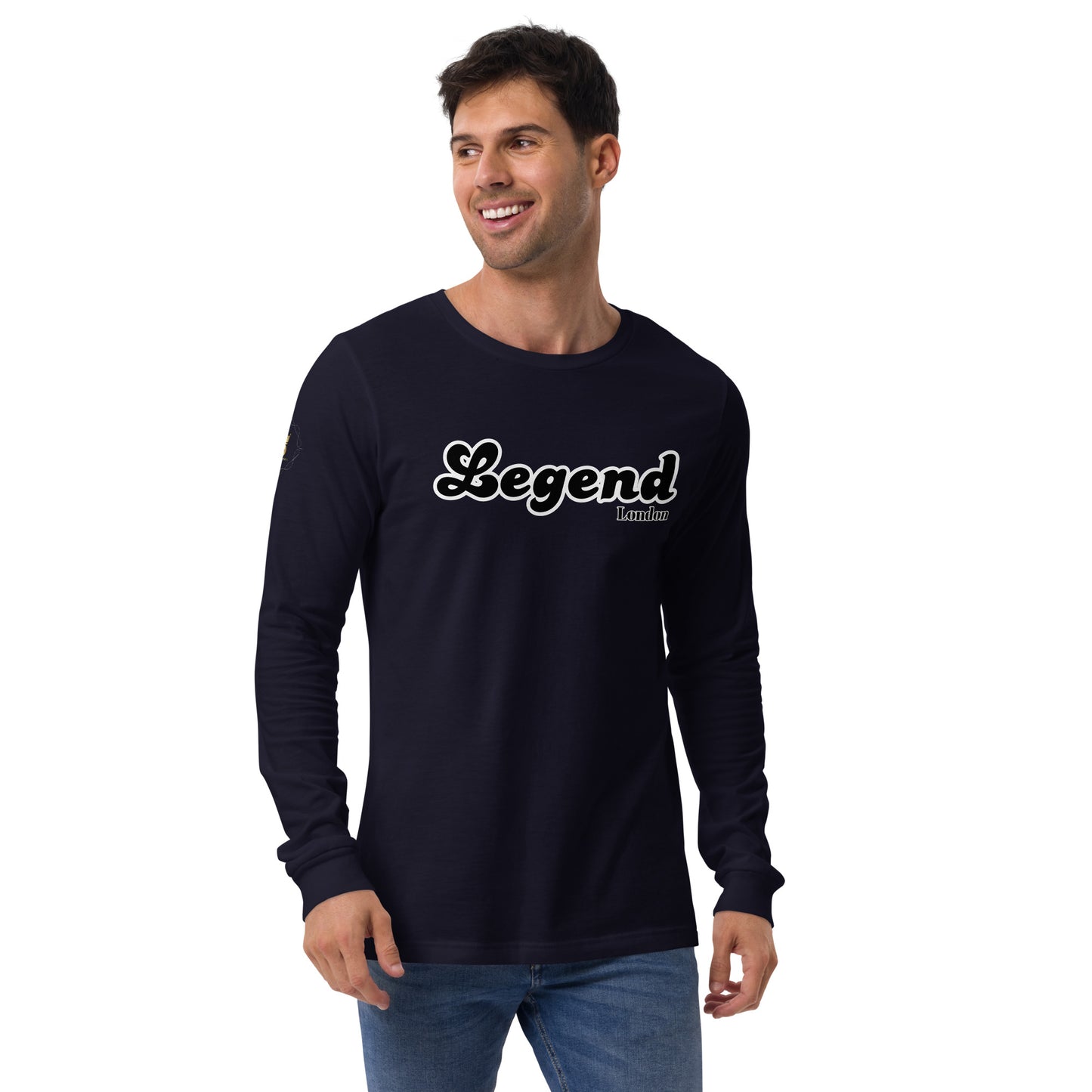 Men's Long Sleeve Tee (Legend London, black/white text)