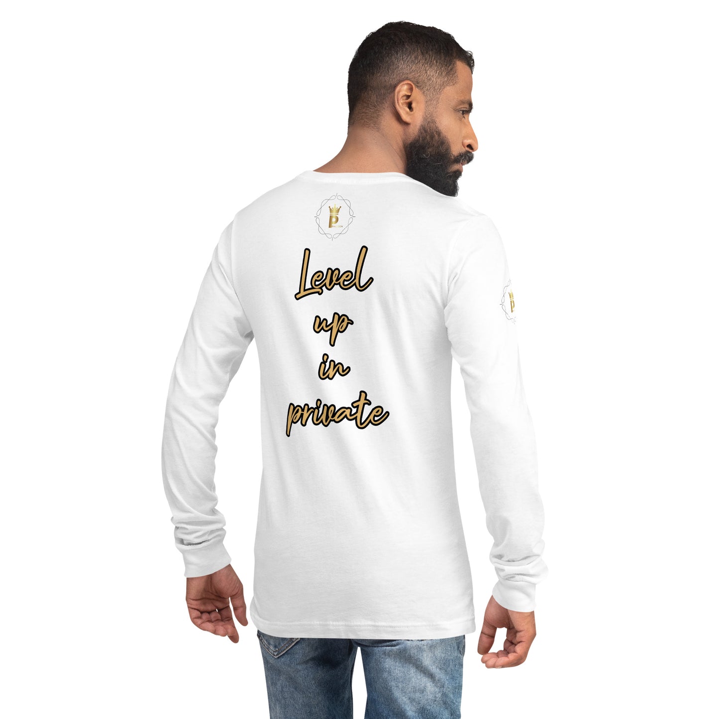 Men's Long Sleeve Tee (Lion, Level Up In Private gold/black)