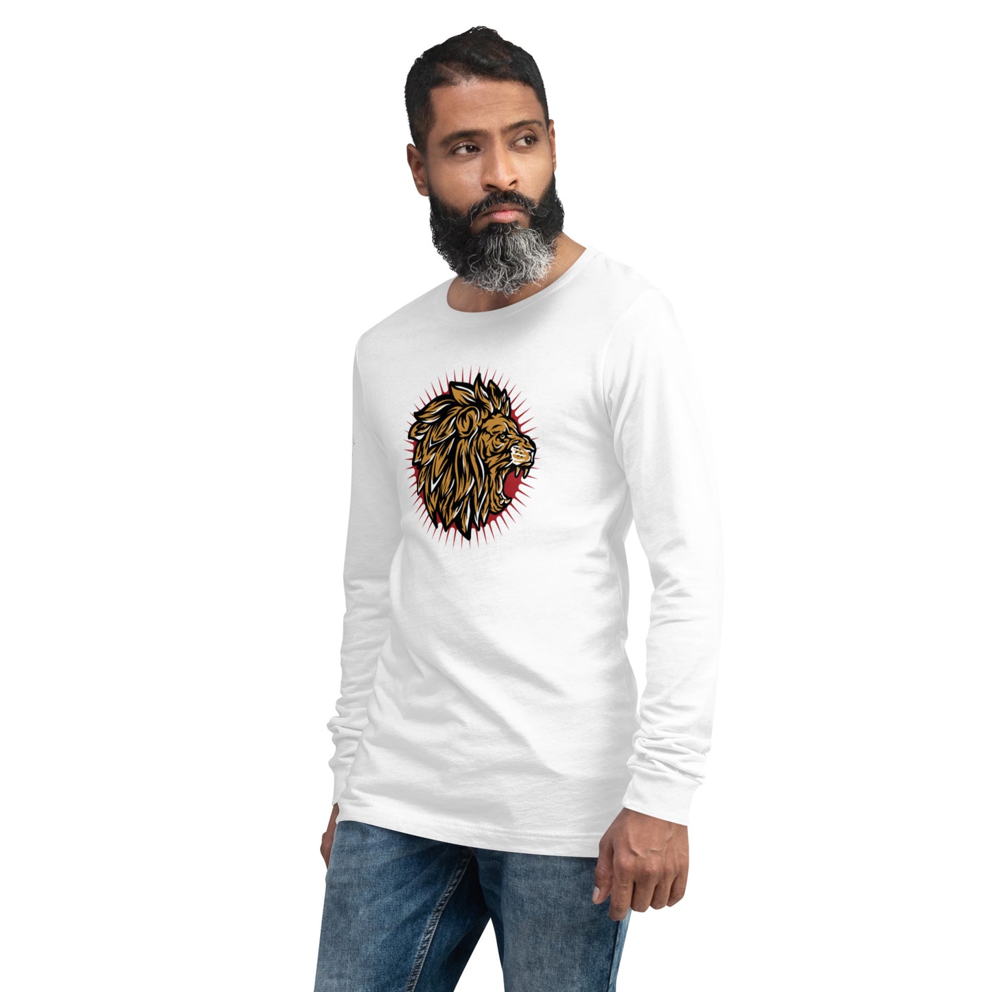 Men's Long Sleeve Tee (Lion, Level Up In Private gold/black)