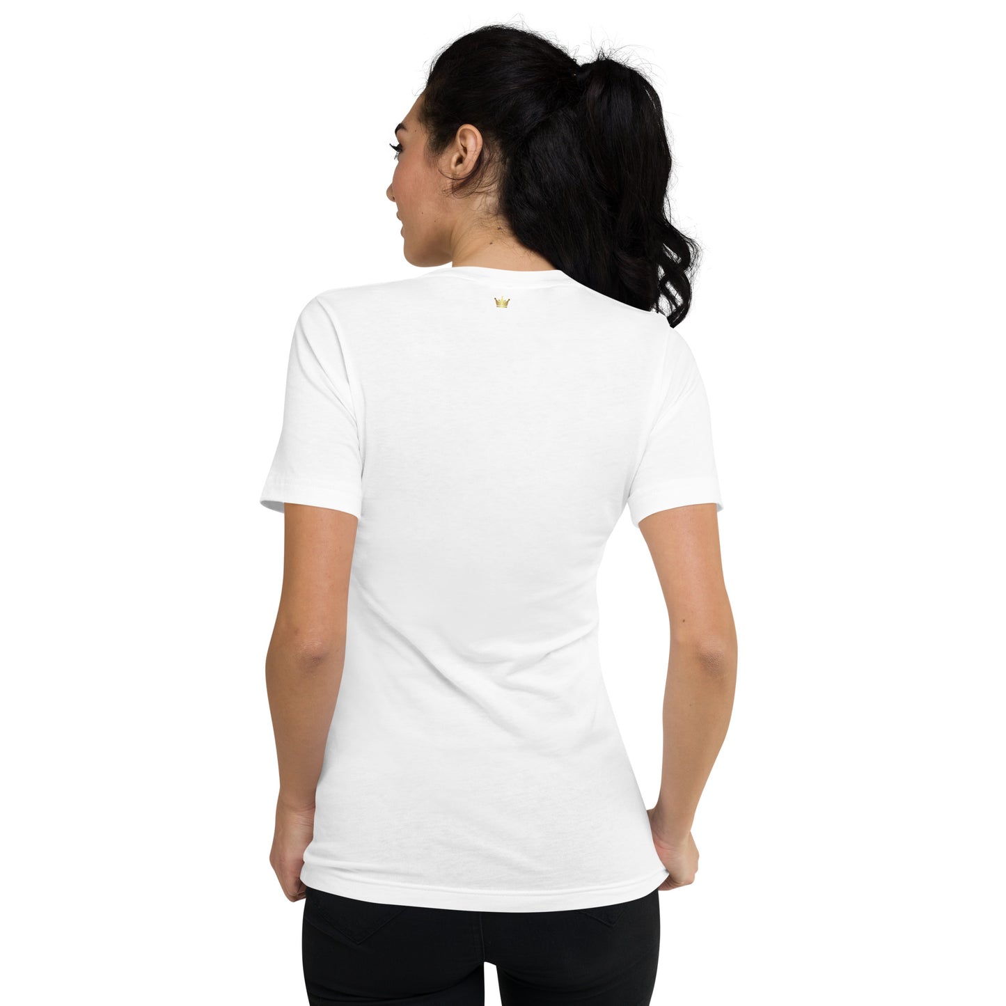 Women's Short Sleeve V-Neck T-Shirt (Young Money gold)