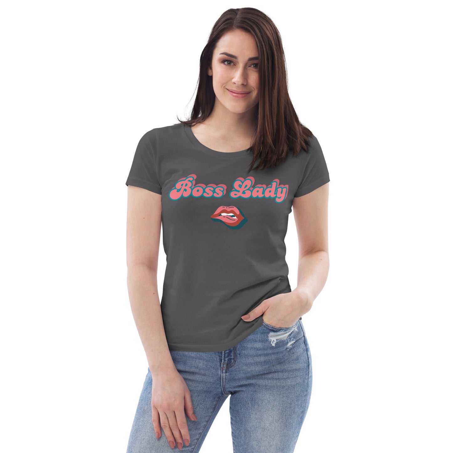 Women's fitted tee (Boss Lady Pink Lips)