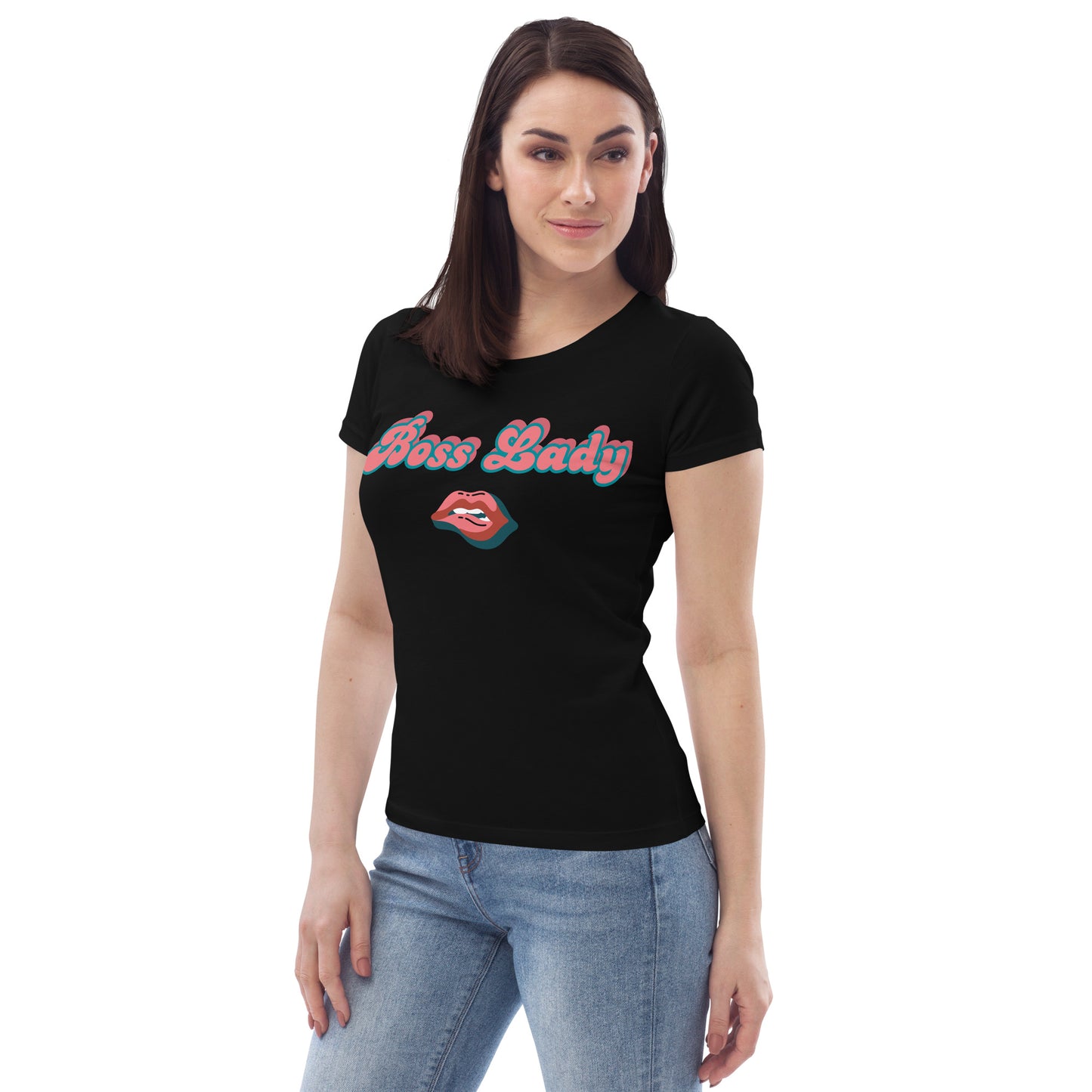Women's fitted tee (Boss Lady Pink Lips)