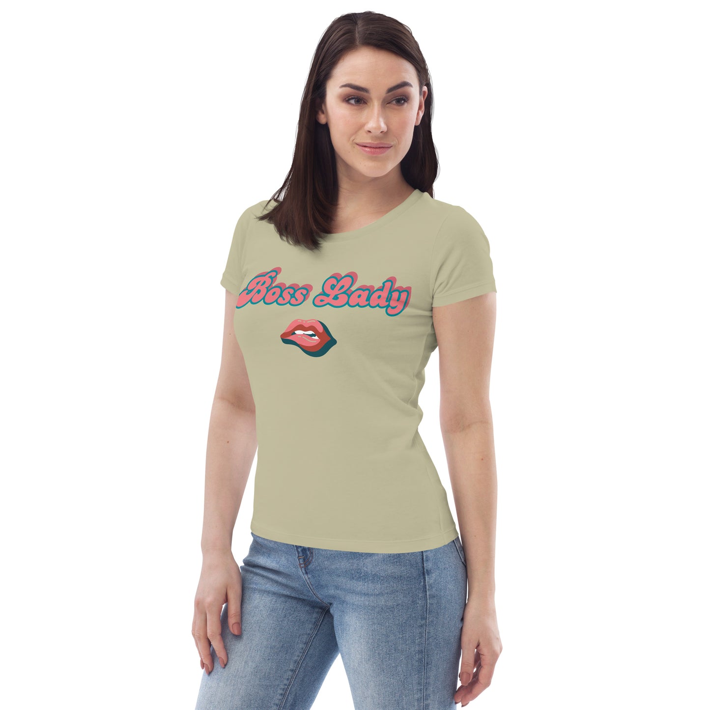 Women's fitted tee (Boss Lady Pink Lips)