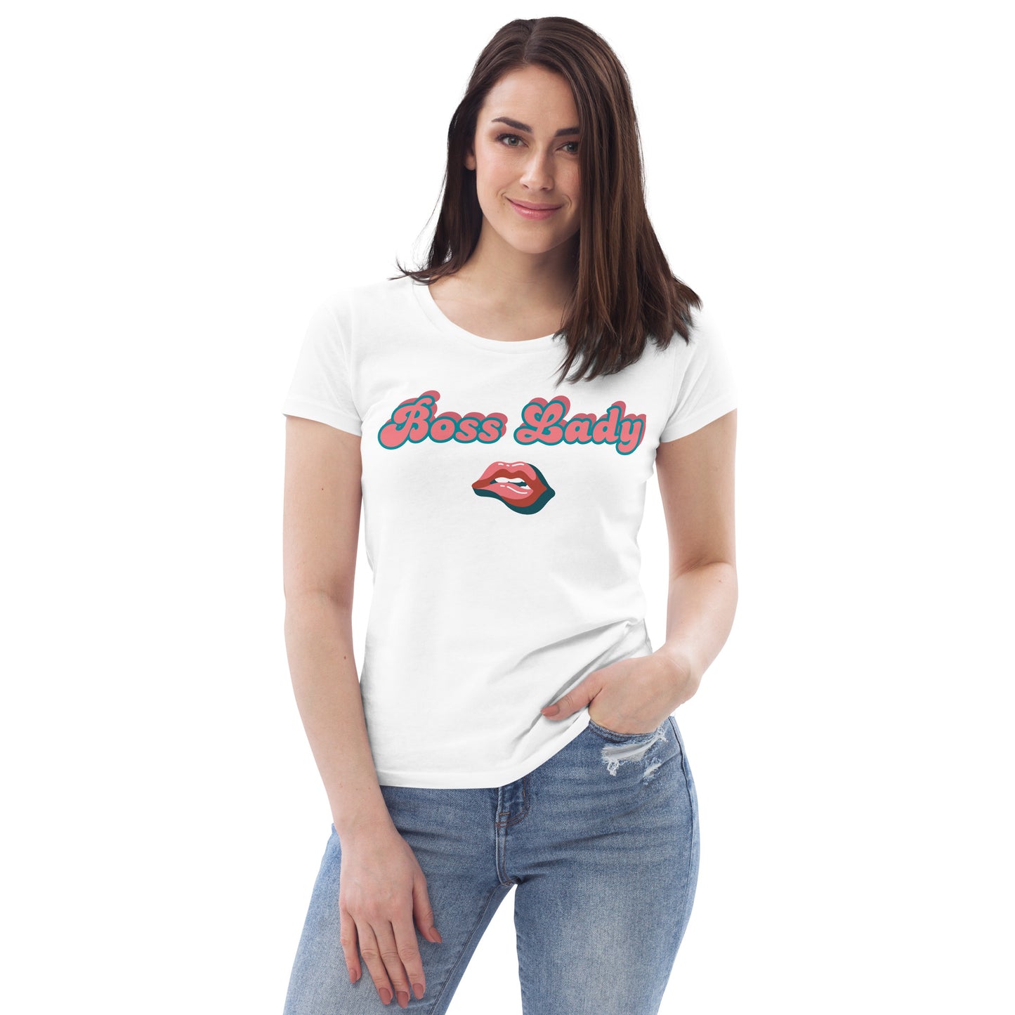 Women's fitted tee (Boss Lady Pink Lips)