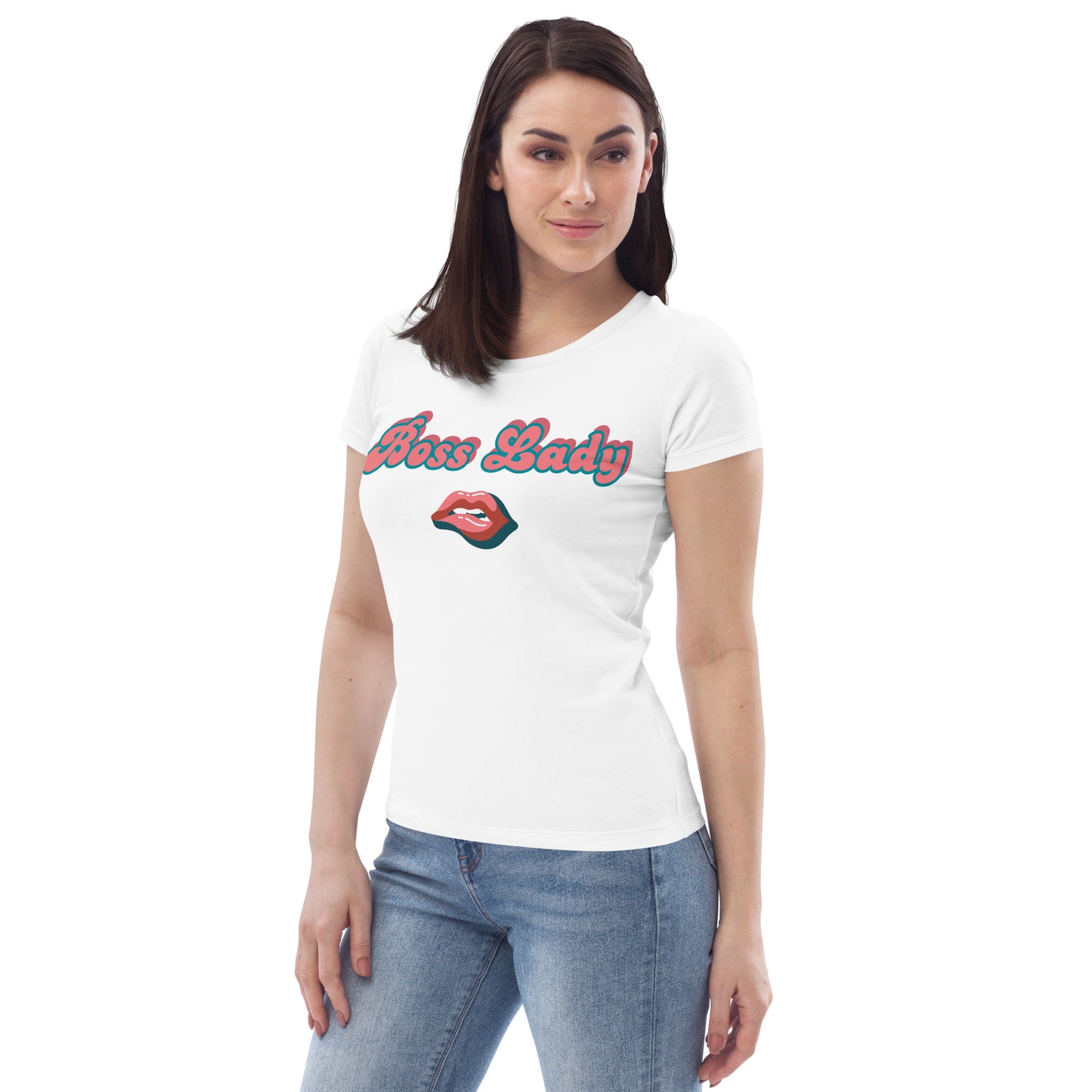 Women's fitted tee (Boss Lady Pink Lips)