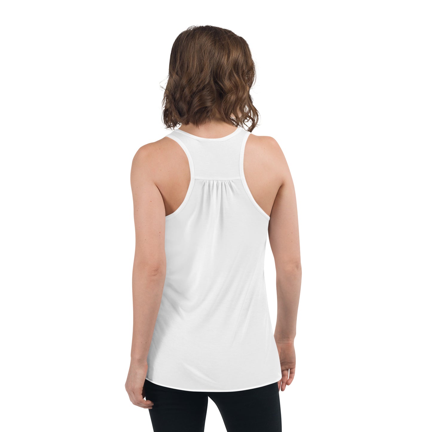 Women's Flowy Racerback Tank (blackt text, Legend)