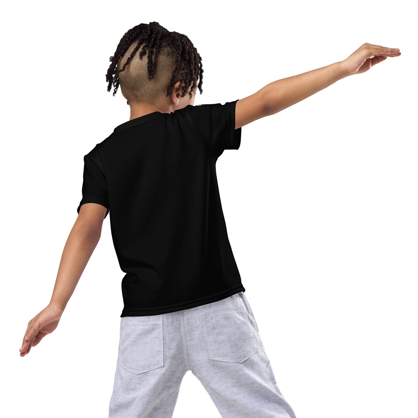 Kids Christmas Crew Neck T-Shirt - black - bring in the turkey (green/red/white print)
