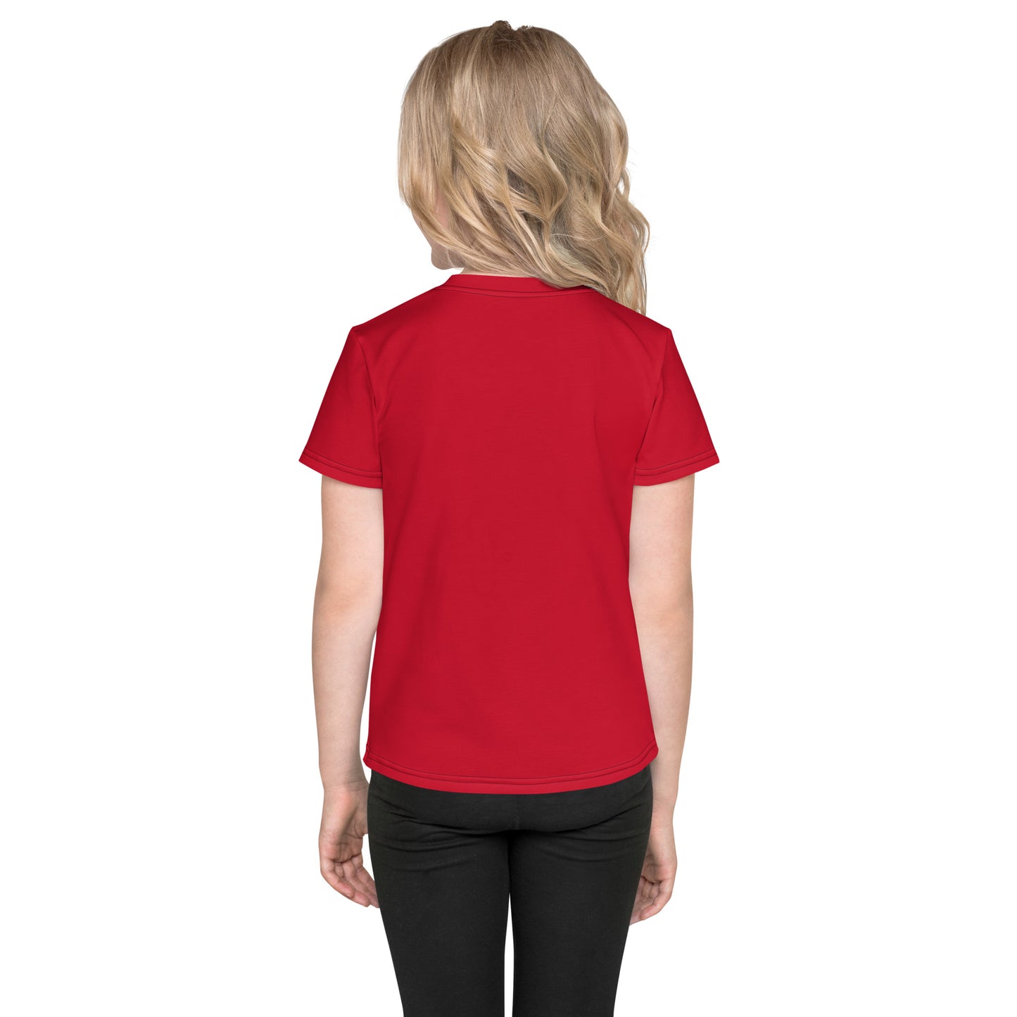 Kids Christmas Crew Neck T-Shirt - red - bring in the turkey (black/white print)